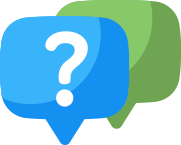 Green and blue question speech bubbles clicks through to our FAQ page.