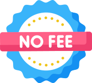 Blue and red ribbon icon to represent our no fee application.
