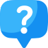 Blue circle with question mark icon guiding users to Contact Us and FAQ sections on the site.