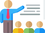 Instructor and student icon to represent term lengths of the course.