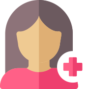 Female with red cross icon to represent supporting women pursuing careers in STEMM.